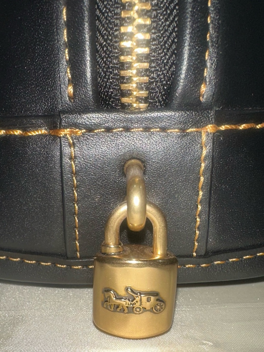 Coach Revel Bag 24 in black glovetanned leather with signature brass hardware. - Picture 9 of 11